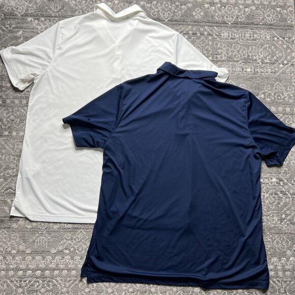 Adidas Golf Polo Shirts Lot of 2 Size 2XL Short Sleeve White Navy Stripe - Picture 9 of 11